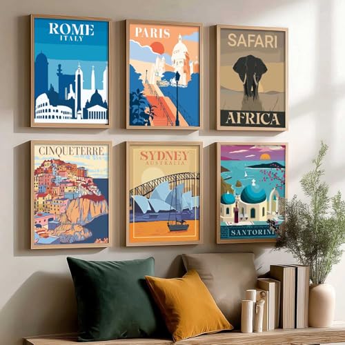 Image of kotart City view wall art | Wall Hanging frames for Living Room | Bedroom | Office | Gift | Decoration frames for Home | Painting wall Decor (Pack of 6 Multicolor) (19X25 inch, E)