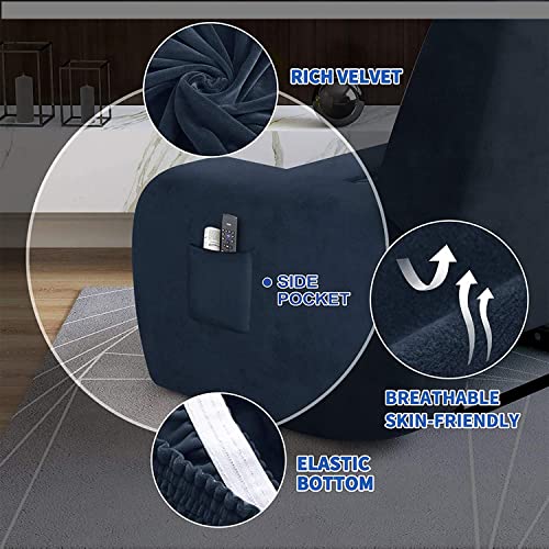 Housse fauteuil inclinable bleu 4 pièces extensible contre l'usure - 5
