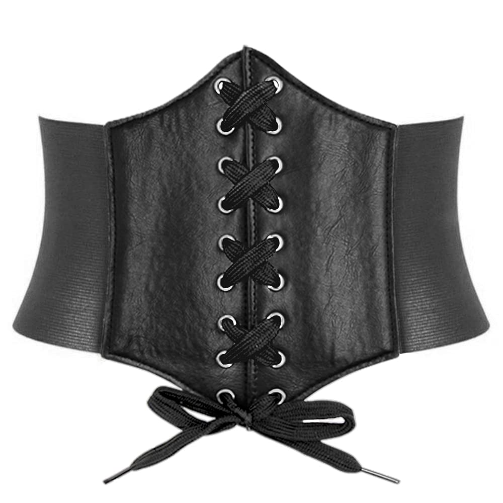 HANERDUN Lace-up Waspie Corset Belts for Women Elastic Waist Belt Tied Retro Wide Belt