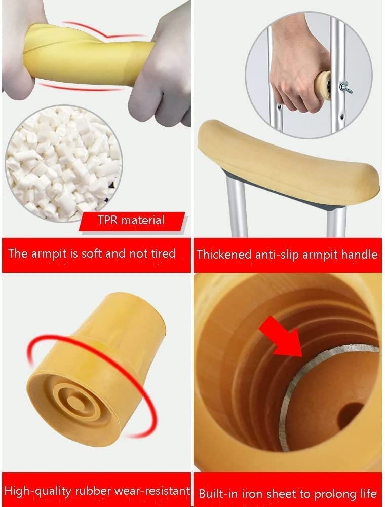 PAASHE Muletas para Adultos, Bastones portátiles para Caminar, Bastones para Caminar Seguros y confiables, par de Bastones de Aluminio para Caminar bajo el Brazo con Almohadillas para Las Axilas