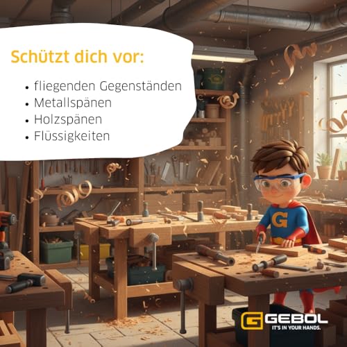 Gebol Safety Kids Kinder Schutzbrille, UV-Schutz, kratzfest, leicht – Ansicht 4