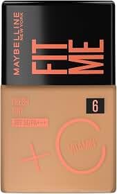 Maybelline NY Fit Me Fresh Tint Base Líquida, Proporciona Efeito Glow Natural, Controla a Oleosidade e Uniformiza a Pele com Vitamina C e FPS 50, Cor 06, 30ml