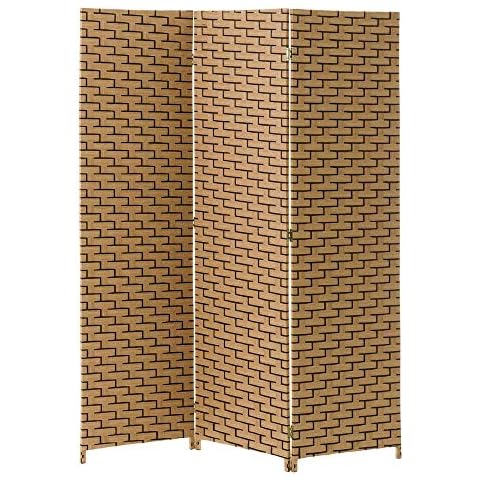 Biombo de Fibra contemporáneo Beige Plegable Trenzado de 150x180 cm Cover