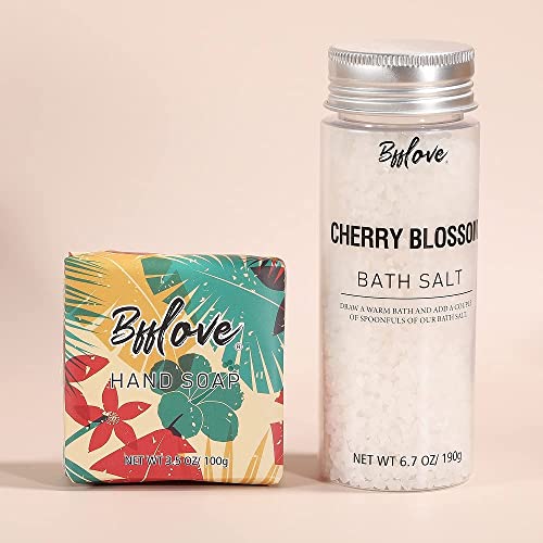 Coffret Cadeau Femme avec Fleur de Cerisier,5Pcs Coffrets Cadeaux Bain ,Sel de Bain, Crème pour Les Mains, Solide Sakura,Huile de Massage, Bougie Parfumée,Cadeau de Noël et d’Anniversaire - Image 6