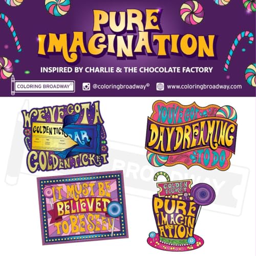 Coloring Broadway - Pure Imagination Musical Inspired by Charlie & The Chocolate Factory Broadway Theater Stickers, Musical Merchandise, Die-Cut & Bubble Free Vinyl Stickers (3