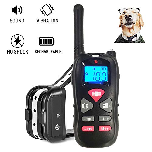 JJOBS Collar de Adiestramiento para Perros Sin Descargas Eléctricas con Rango de 500 Metros, Funciones Vibración y Sonido, Impermeable y Recargable (1 Perro)