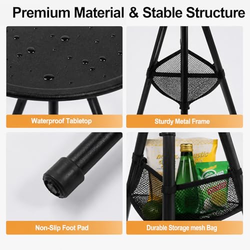 Mesa de Camping Plegable Redpopo Negra Redonda 14x14x20 pulgadas miniatura 5