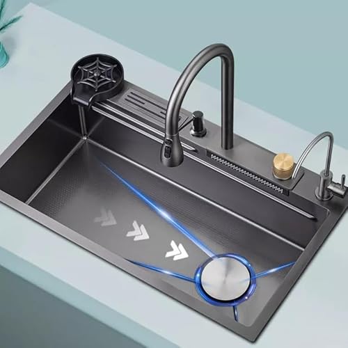 Yesop Cuba Inox Cozinha Quadrada Com Válvula 75x45 Gourmet com Estação de Trabalho, e Tábua de Corte