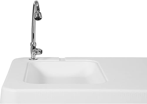 Miniatura 10 de Flash Furniture Mesa de entrenamiento plegable de plástico blanco granito de 6 pies, Metal, Granito blanco.