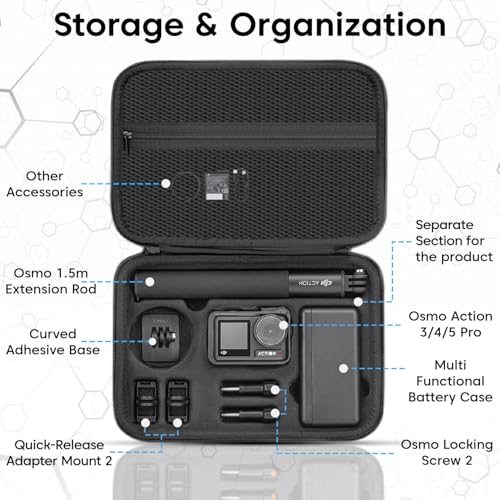 Image of ADOFYS Carrying Case for DJI OSMO Action 3 /Action 4 /5Pro Camera, Hard Shell Bag Storage Bag with Shoulder Strap Travel Case for DJI OSMO Action 3 /4 /5pro Camera(Only Carrying Case)