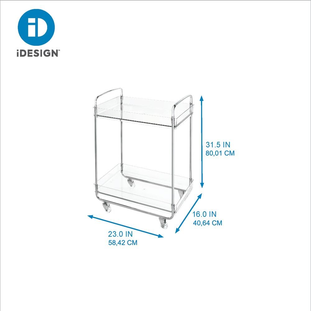 The Home Edit by iDesign Carrello rotante trasparente a 2 ripiani con ruote bloccabili