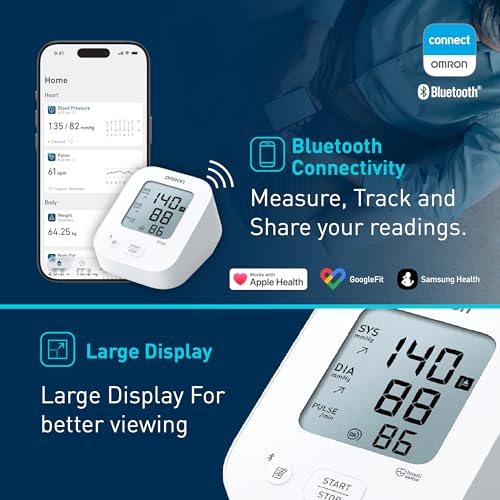 Image of Omron HEM 7183T1 FLIN Upper Arm Automatic Blood Pressure Monitor with Bluetooth, IntelliWrap 360 Accuracy Cuff and Large Display