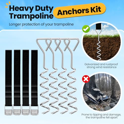 Image of ORCC 1300LBS Weight Capacity Trampoline 16 15 12FT with Basketball Hoop Water Sprinkler Spiral Ground Stakes Outdoor Yard Trampolines for Kids Adults