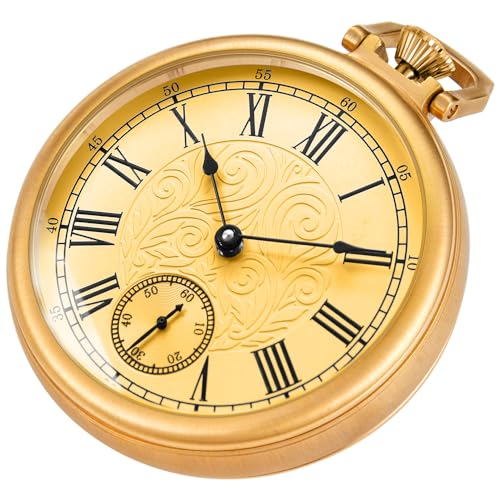 Alwesam Gold Full Stainless Steel Pocket Watch Mechanical Hand Wind Movement Antique Luxury Watch with Chain & Box