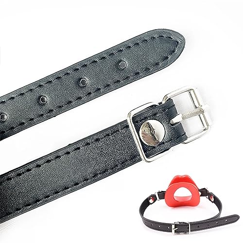 Image of Leather Restraints Ball Mouth Plug Silicone Bondage Ball Gag Red Lips BDSM Toys Adjustable Strap Adult Toys Silicone Restraint Slave SM Game for Lover Couple (B4)