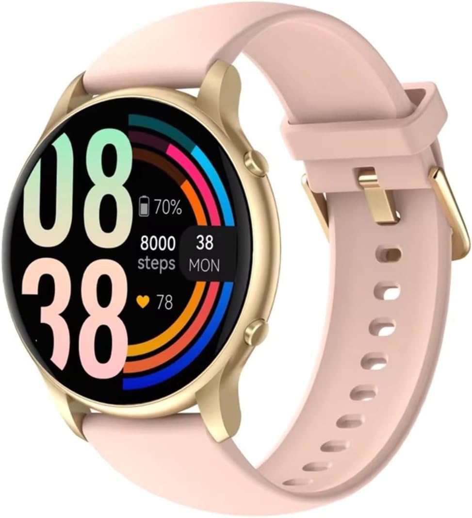 Fashion Round Smartwatch Touch Screen for Women Fitness Answer & Make Calls, Sleep & Oxygen Monitor, Step Counter, Heart Rate, Android iPhone Compatible, Waterproof