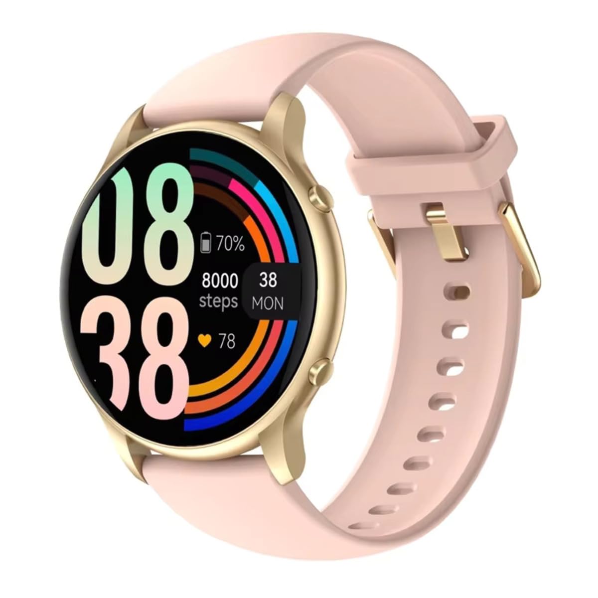 Fashion Round Smartwatch Touch Screen for Women Fitness Answer & Make Calls, Sleep & Oxygen Monitor, Step Counter, Heart Rate, Android iPhone Compatible, Waterproof