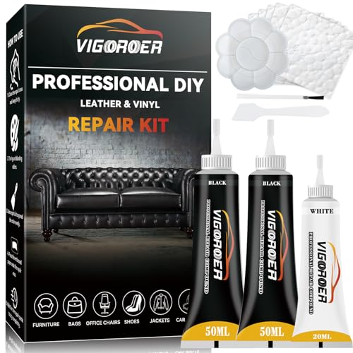 Black Leather Repair Kit for Furniture, Leather Seat Repair Kit for Cars, Easily Restore Car Interior, Sofa, Purse and Jacket, Restore Any Material with Super Easy Instructions