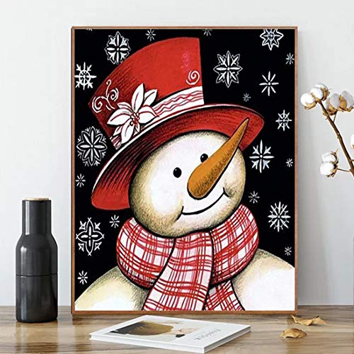 Karyees Paint by Numbers Christmas DIY Paint by Numbers Kit Christmas Snowman DIY Canvas Paint by Numbers Christmas Acrylic Painting Home Decor Paint by Numbers for Adult Kid Beginner Snowman 16x20In