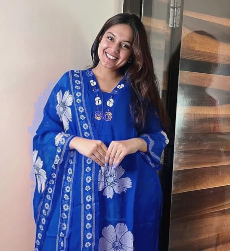Image of Jatsy Women Pure Cotton Kurta Pant Dupatta Set | Salwar Suit Set For Girls And Women's