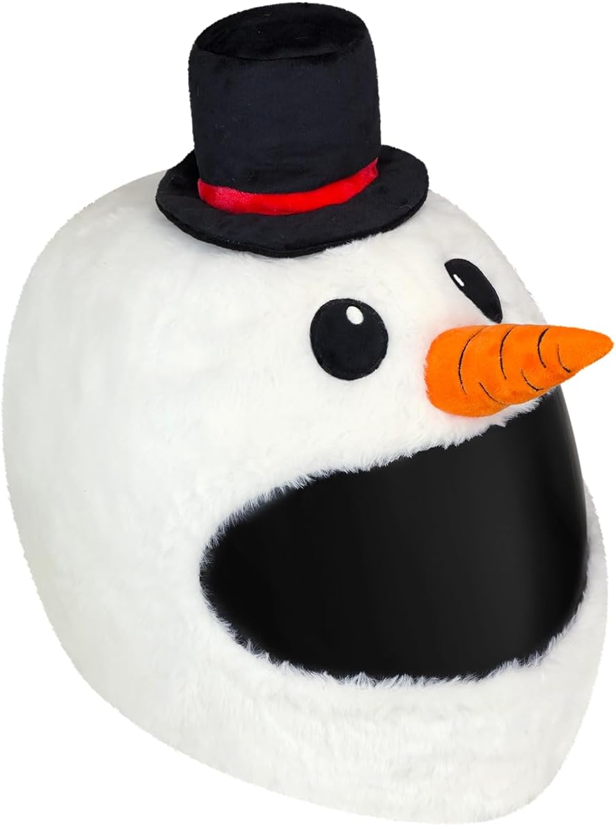 Moto Loot Helmet Cover for Motorcycle Helmet, Fun Rides and Gifts (Cover Only. Helmet Not Included) - Snowman