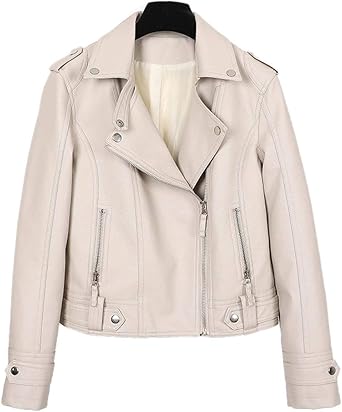 beige biker jacket