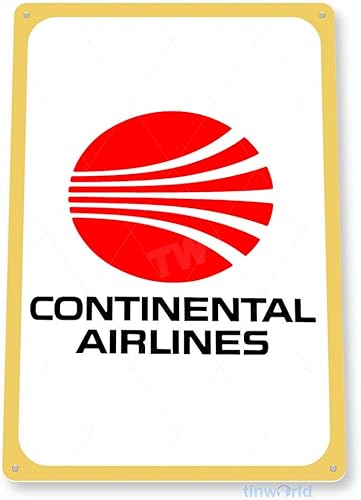 Miniatura 2 de Tinworld Letrero de estaño Continental Airlines Retro Commercial Aviation Metal Decor C623