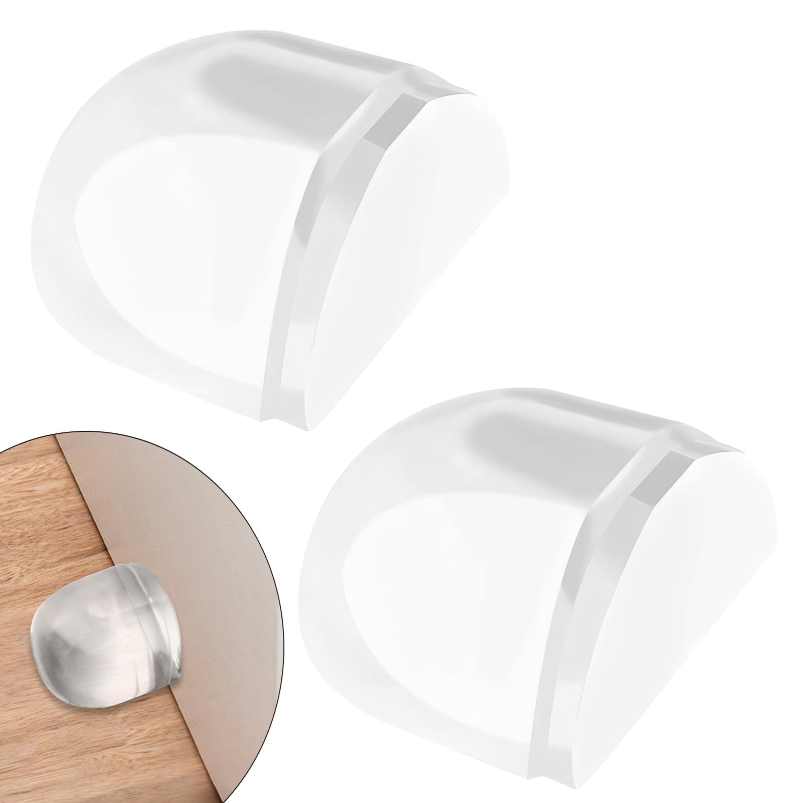 2 Pcs Floor Door Stopper Clear Self-Adhesive Floor Door Buffers Sound Dampening Bumpers Invisible Rubber Doorstops Protect Door Wall From Damage for Wood Tiles Carpets Surface Home Office, Transparent