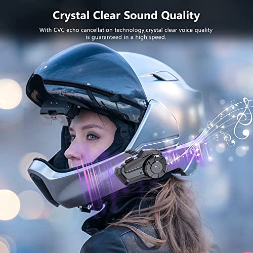 G G-Wei Motorcycle Bluetooth Headset Intercom 800M 2 Riders Motorbike Headphone Ip65 Waterproof Interphone Communication System For Full Face Helmet, Flip-Up Helmets (2 Pack) #TOP1