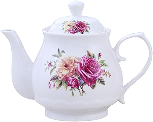 Miniatura 8 de 123Arts Tetera, tetera de flores, tetera de cerámica, tetera para oficina en casa, 33 onzas, 33.8 fl oz