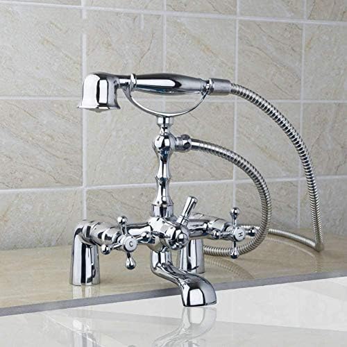Robinetterie baignoire vintage mitigeur évier chrome poignée double croix pour maison
