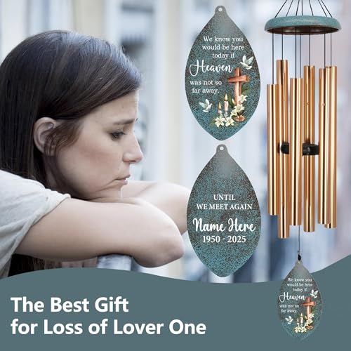 Image of ASTARIN Memorial Wind Chimes Personalized, Memorial Gifts Wind Chimes for Loss of Loved One, Sympathy Gifts Cross Wind Chime, Windchimes in Memory of a Loved One(Produced in Texas)
