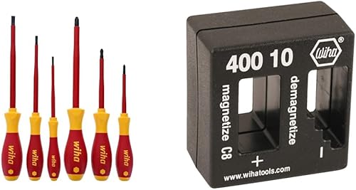 Wiha 32092 - Juego de destornilladores ranurados y Phillips aislados, 1000 voltios y Wiha 32292 juego de destornilladores de tuercas aislados,