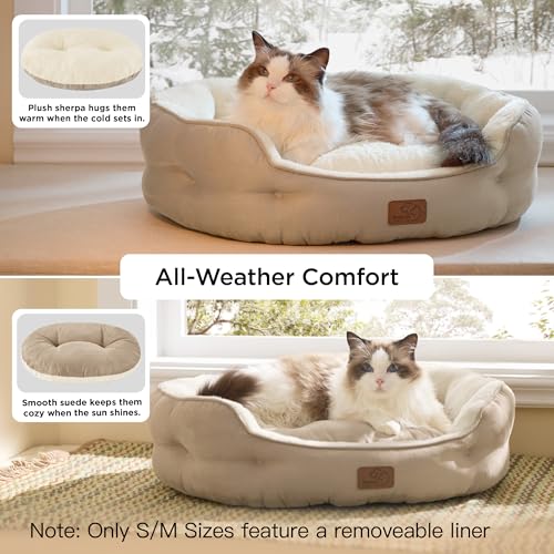16. Bedsure Round Cat Bed – Ultra-Soft, Washable & Cozy