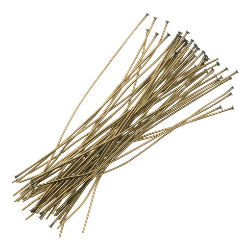 Beadaholique HP20/200AB 50-Piece Head Pins, 24-Gauge, 2-Inch, Antiqued Brass