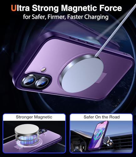 Coque iPhone 16 violette Chicfun 3-en-1 avec support bague magnétique compatible MagSafe