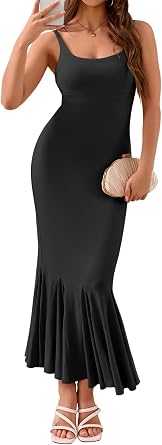 YATHON Womens Mermaid Formal Dress Sleeveless Spaghetti Strap Bodycon Long Evening Gowns for Wedding Guest Cocktail Party