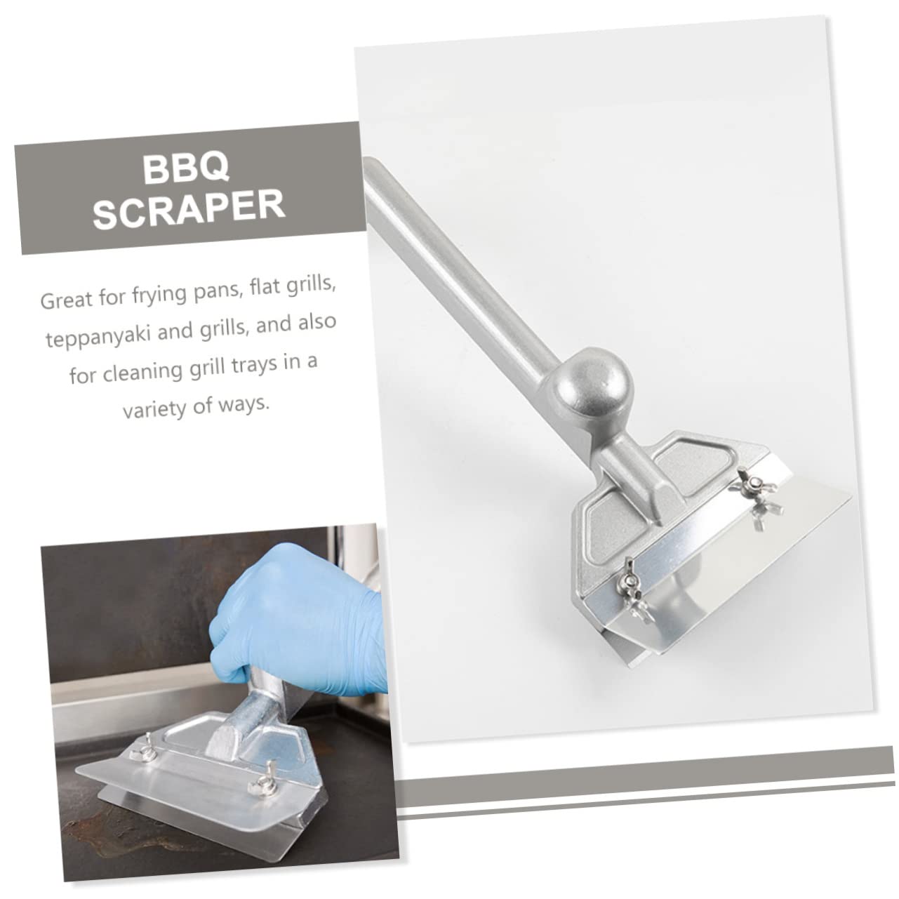 Gogogmee Heavy Duty Stainless Steel Grill Scraper with Extra Long Handle Ergonomic Griddle for Skillet Grills and Frying Pans Versatile Kitchen Spatula