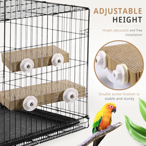 Image of 3 Pack Parrot Perch Bird Chew Toys, Medium Cardboard Parakeet Cage Stand Playground, Conure Platform Cockatiel Shredding Grinding Cage Accessories for Budgie Cockatoo, 7.3 x 4.7 x 1.2in