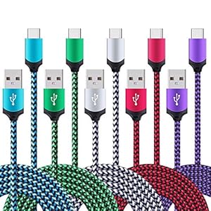 5Pack 6ft Fast USB Type C Cable Phone Charger Cord Compatible for Samsung Galaxy S23 S22 S21 S20 FE Ultra S10 S10+ S9 S8…