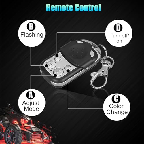 Image of 12 Pod Motorcycle RGB Led Light Kit - Neon Lights Underglow Kit with Brake Light for Harley Honda Kawasaki Suzuki Indian - 12V Waterproof Multi-Color Under Glow Lights with RF Remote