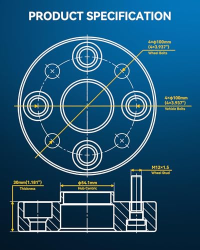 Image of PHILTOP 4x100mm Hub-Centric Wheel Spacers 30mm for Toyota Corolla