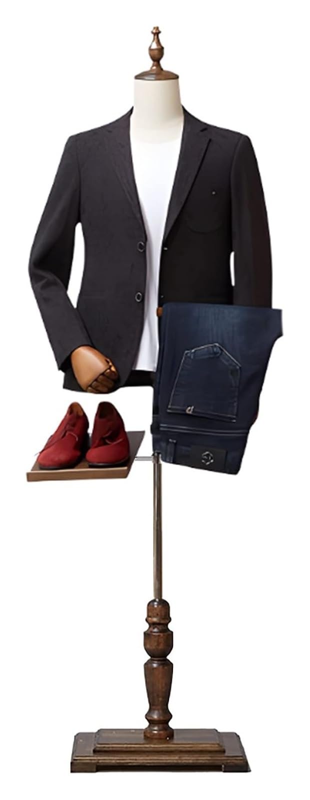 Maniquí de torso para pantalones y zapatos con base de madera de alta densidad