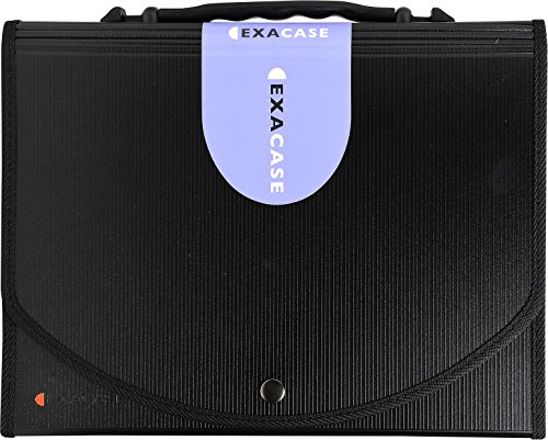 Exacompta - Réf. 55934E - 1 trieur valisette avec poignée Exacase - dos extensible - en PP - fermeture par bouton pression - 13 compartiments avec onglets personnalisables - couleur noir