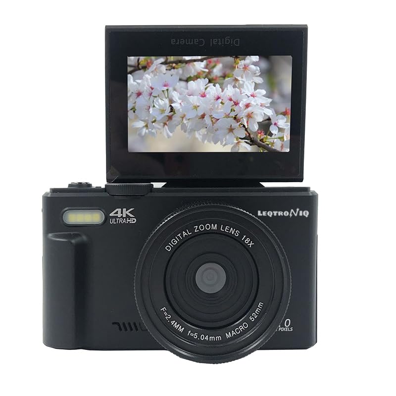 LEQTRONIQ 4K UHD 64MP Digital Camera with 3 Inch 180° Rotation Flip Screen, 18X Digital Zoom, Autofocus, Self Timer; Compact Camera for Photography, Webcam, YouTube Vlogging (Black) (B0D1VGDYVZ) Amazon Price History, Amazon Price Tracker