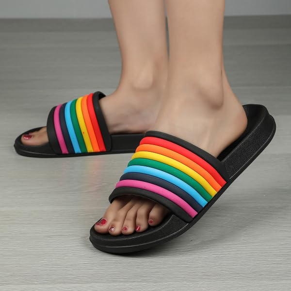 Rainbow Sport Sandal Slide for Women for Men Pride Month LGBTQ+ Parades Queer Party Cute Y2k Kawaii Aesthetic Sandals Shower Slippers Flats Indoor Outdoor Beach Travel Pool2