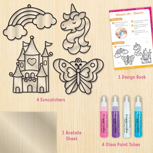 Image of Imagimake DIY Window Art Unicorn | Glass Painting Kit | Art & Craft Kit for Girls | Perfect Birthday Return Gifts for Kids Ages 5,6,7,8,9,10, Multicolour