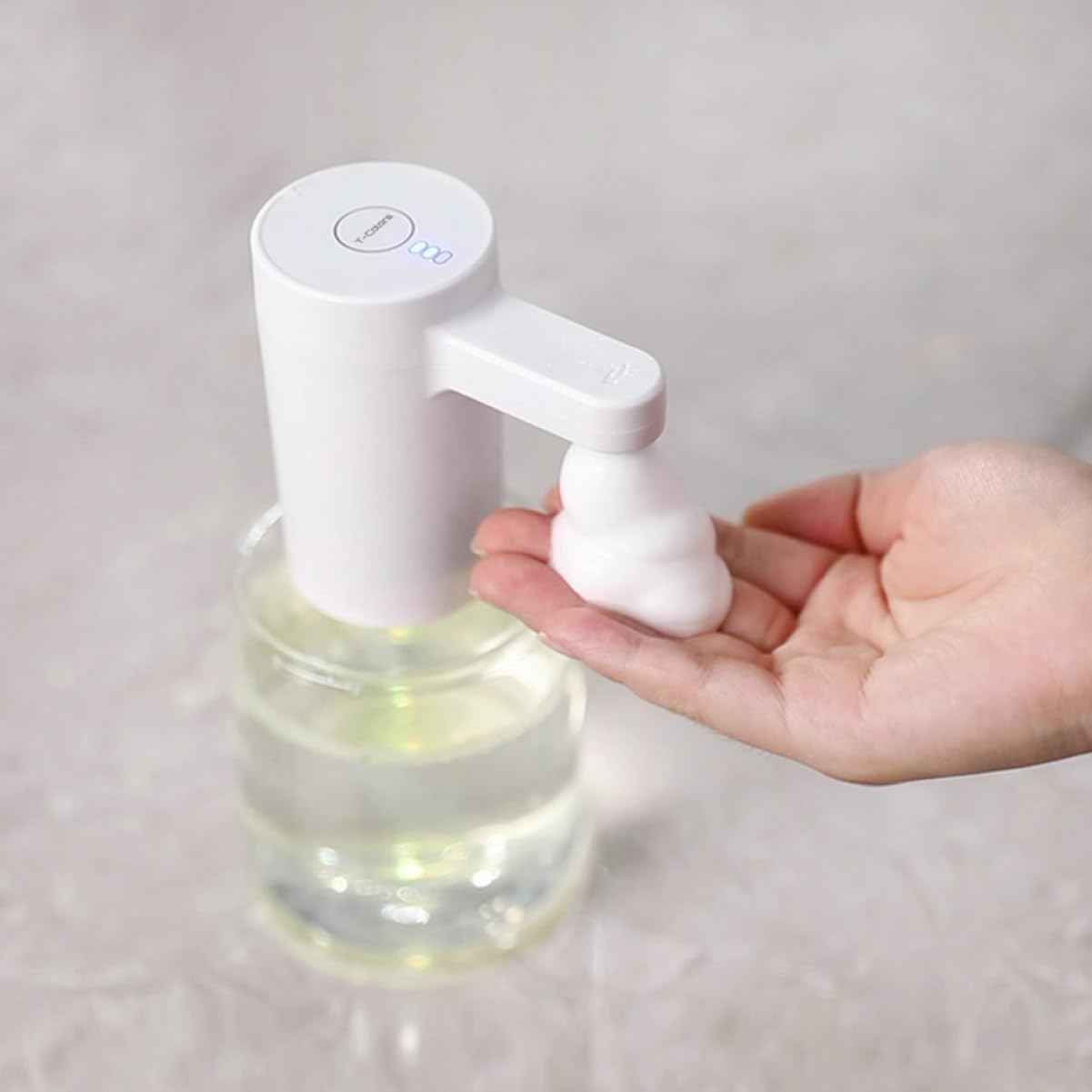 Alipis Dispenser Automatico di Sapone senza Toccare, Sensore a Induzione, Plastica Bianca, per Bagno, Ufficio e Hotel