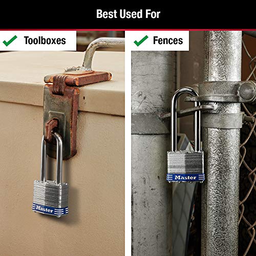 Master Lock Silver Outdoor Keyed-Alike Padlocks with Keys, Extra Long Shackle Lock for Gate, Fence, Shed, or Other Equipment, 3 Pack, 1TRILJ by Master Lock - Image 4