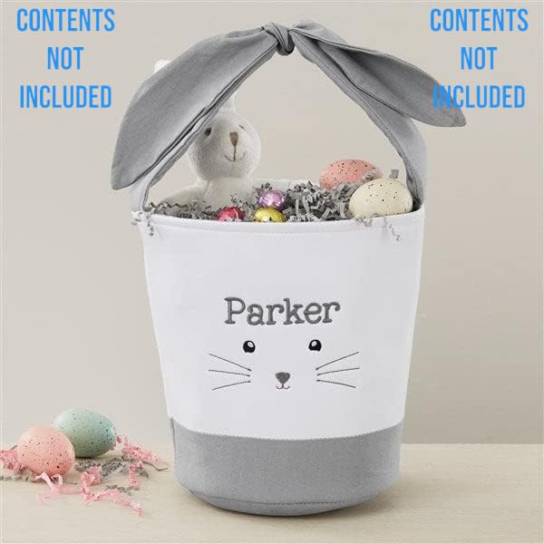 Miniatura 2 de Personalization Universe Lovable Bunny - Cesta de Pascua bordada gris